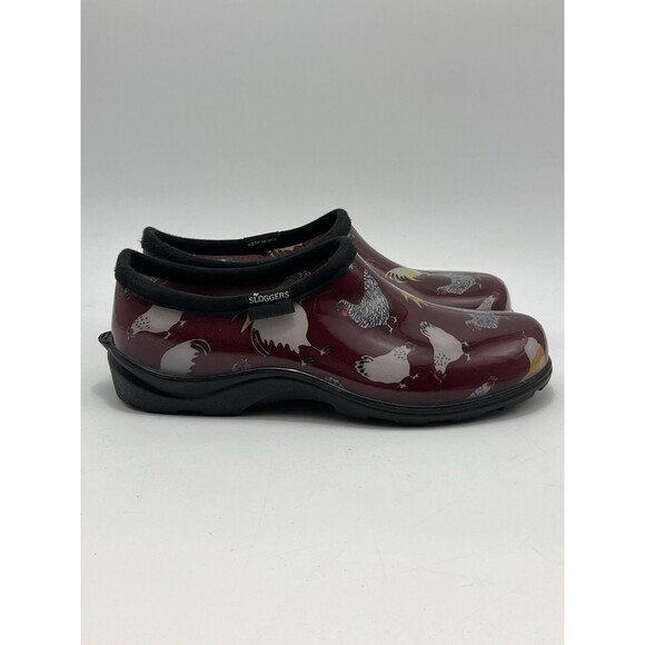 SLOGGERS Shoes Chicken Red Women's 8M Rubber WATERPROOF Rain Garden CLOGS - Picture 1 of 10